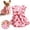 Pink, variant on Girl Dog Birthday Outfit Dress, Cute Strawberry Printed Cotton Pet Clothes with Bow, Summer Dress for Small Female Dogs Cats, Extra Small Breed Apparel, White M