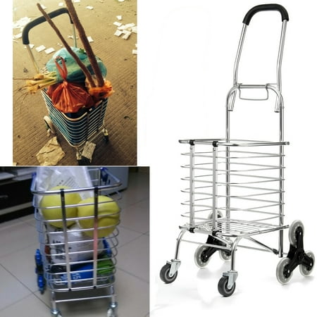 Shopping Trolley Wheels (Folding Stair Climbing Shopping Cart Trolley Home 8 Wheels Stair Climber Christmas Gift Wheel Roller Portable Foldable Stainless Steel Travel Outdoor 60KG Load Jeteven)