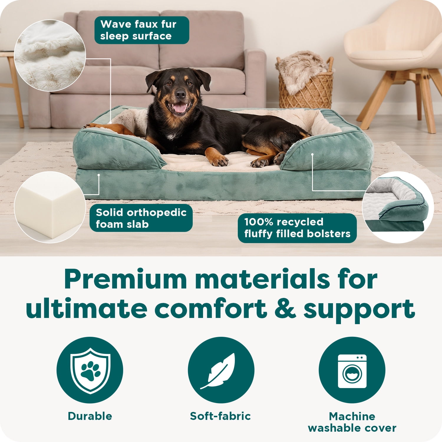 FurHaven Velvet Waves Perfect Comfort Full-Support Mattress Sofa Pet Bed, Granite Gray, Jumbo, 1 Count