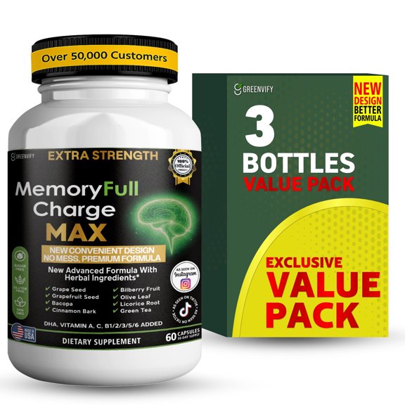GreenVify Memory Full Charge Max Brain Support Supplement – Supports Memory, Focus & Mental Clarity