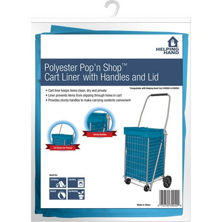 Helping Hand Polyester Pop 'n Shop Cart Liner with Handles & Lid, Blue