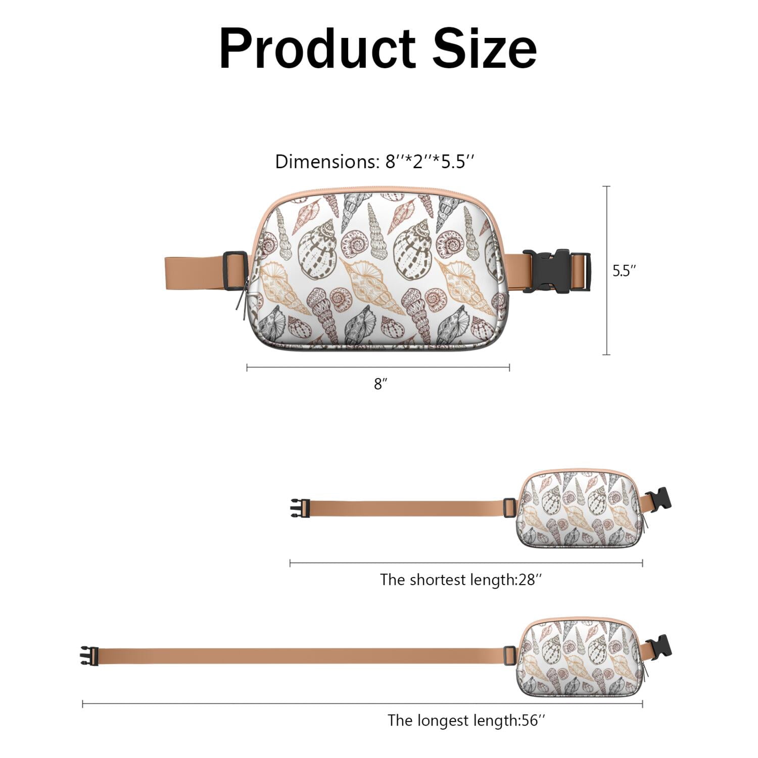 Seaside Seashell Fanny Pack for Women – Cute Tropical Waist Bag with Marine Fish, Starfish & Coral Reef Pattern for Summer Vibes