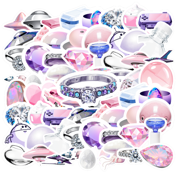 35pcs Cute Stickers Cosmic Stickers Food Stickers Gem Stickers for Laptops Notebooks Suitcases