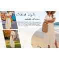thumbnail image 6 of Dvprdro Collared Short Sleeve Linen Maxi Dress for Women Button Front Side Pockets Tie Waist Solid Color Summer, 6 of 10