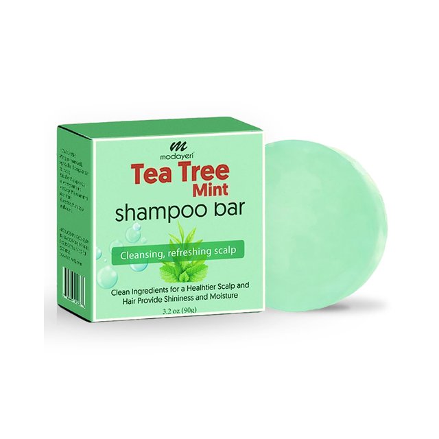 Barra de champú de árbol de té y menta - Limpiador natural para el cabello con aceites vigorizantes sin sulfatos y vegano adecuado para todo tipo de cuidado sin desperdicio 3.2 oz