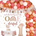 thumbnail image 2 of Boho Rainbow 1st Birthday Decorations for Girl, Isn’t She Lovely Isn't She Onederful Backdrop Cake Topper Apricot Pink Balloon Garland Arch Kit High Chair Banner Photo Banner Number 1 Foil Balloon, 2 of 7