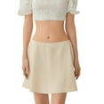 thumbnail image 2 of Rdhnmea Women's Elegant Satin Mini Skirt, Lace Trim Mini Bow Silk Skirt, 2 of 9