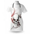 thumbnail image 3 of Tattoo Apron Scary Fierce and Wild Skull with Red Flames Tribal Artistic Tattoo Image Design, Unisex Kitchen Bib Apron with Adjustable Neck for Cooking Baking Gardening, Red and White, by Ambesonne, 3 of 3