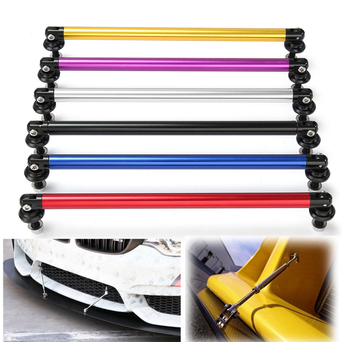 Adjustable Front Bumper Lip Splitter Strut Rod Tie Support Bar For 15cm purple