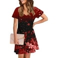thumbnail image 3 of Dress for Women Short-sleeved V-neck Summer Print Casual Dress, 3 of 5