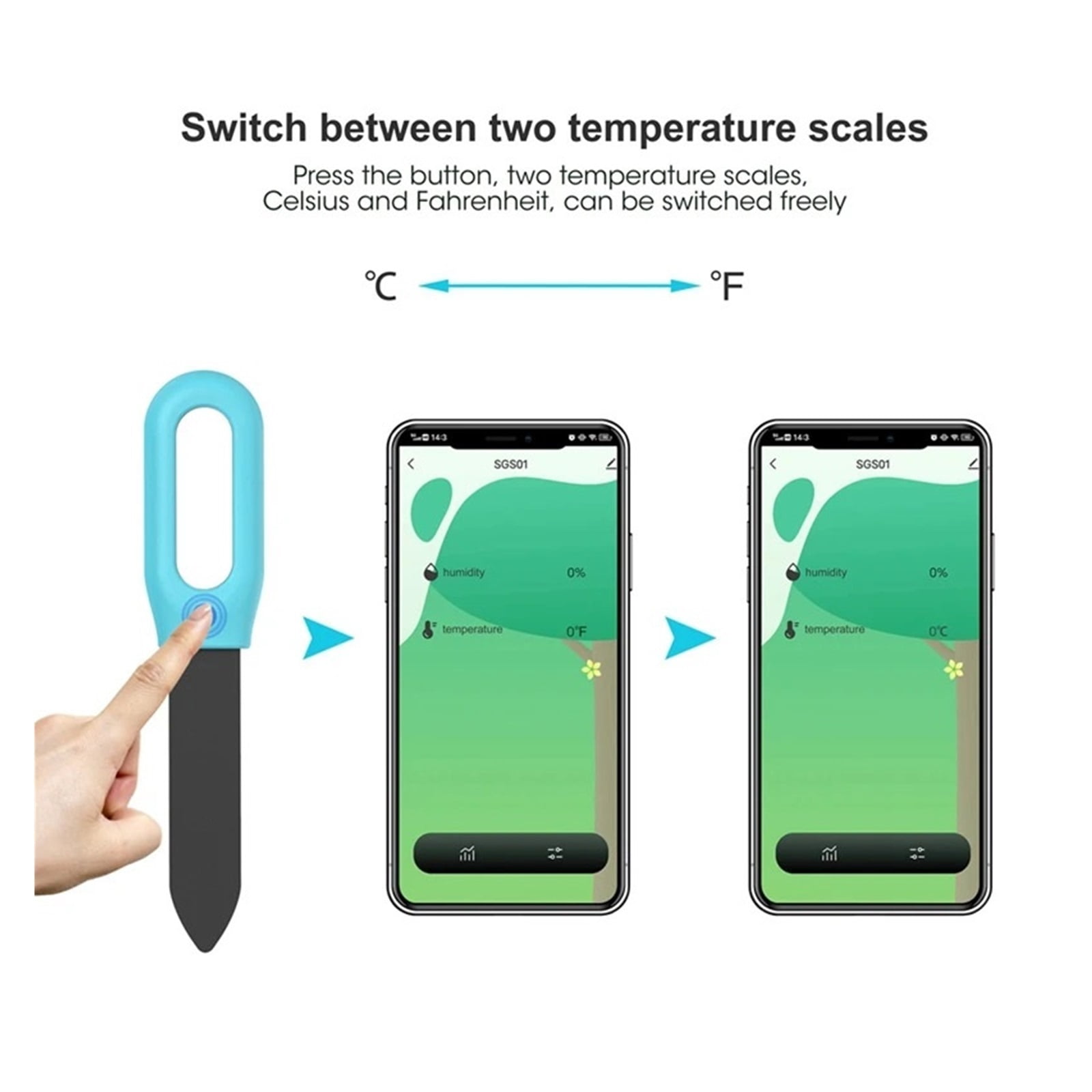 Smart Soil Tester Bluetooth Humidity Temperature Moisture Sensor Real for Plant Garden