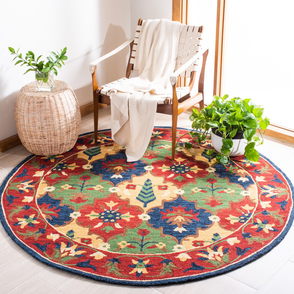 SAFAVIEH Heritage Alden Tribal Wool Area Rug, Red/Green, 9' x 12'