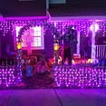 Purple Halloween Lights Outdoor, 66ft Icicle Lights for Outside 640 LED