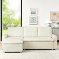 thumbnail image 2 of 90" Sleeper With Chaise And Washable Beige Corduroy Fabric Cover 51" Wide Convertible Couch Hidden Storage Covers, 2 of 5