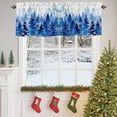 thumbnail image 4 of Winter Watercolor Blue Trees Valances for Windows, 42 x 18in, Snowflake Plant Christmas Gradient Rod Pocket Kitchen Valance Curtain Light Filtering Window Treatments for Living Room Bedroom, 1 Panel, 4 of 7