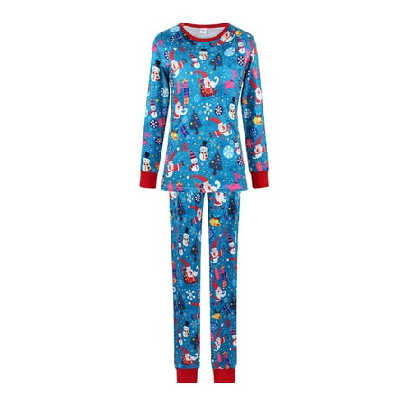 

Christmas Gifts Christmas Pajamas for Family Long Sleeve Suit Home Sets Merry Christmas Pajamas Polyester Blue L