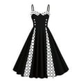 thumbnail image 2 of Fanxing ChristmasDeals Clearance Women Vintage 1950s Retro Dress Spaghetti Strap Swing Cocktail Party Dress Rockabilly A-line Midi Dress White,S, 2 of 4