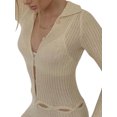 thumbnail image 5 of Luiryar Women's Slim Bodycon Knit Wool Jumpsuits Sexy Long Sleeve Button Down Cut Out Solid Color Tight Playsuit Tracksuit, 5 of 9