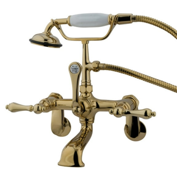 Elements Of Design Dt0512al Triple Handle Wall Mounted Clawfoot Tub Filler - Brass