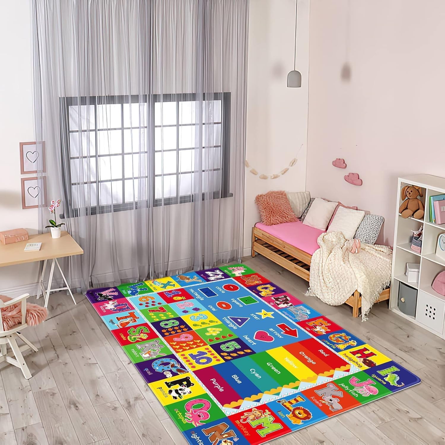 Kids Play Rug for Playroom, Kids Play Mat ABC Educational Area Rug, Toddler Baby Playroom Mat, Alphabet Animal Soft Non-Slip Kids Rug Carpet for Boy Girl Bedroom 47.2X31.5 INCH,Blue