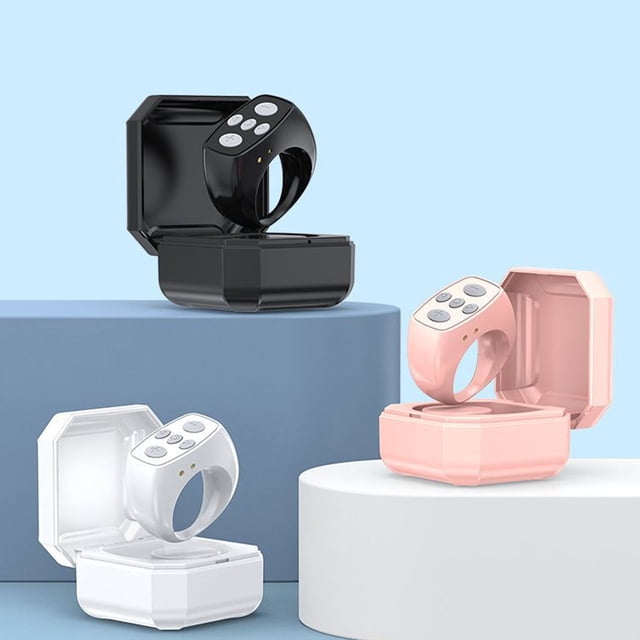 Bague de Télécommande 10 m avec Compartiment de Recharge 200 mAh, Retournement de Page à Télécommande, Visionnement de Selfie, Vidéo, Livre Électronique