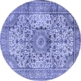 thumbnail image 1 of Ahgly Company Machine Washable Indoor Round Medallion Blue Traditional Area Rugs, 5' Round, 1 of 4