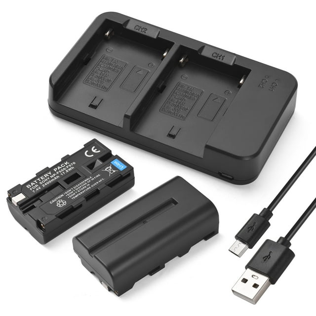 Kit de batería y cargador para cámara NP-F550/F570 con cargador de batería de 2 ranuras