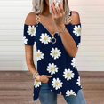 thumbnail image 2 of Mujeres Verano Cremallera Cuello en V Manga corta Estampado sin tirantes Camiseta Tops Blusas Pompotops  hkajfhjk464333, 2 of 5