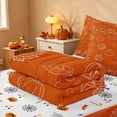 thumbnail image 5 of Homewish Vintage Pumpkin Zipper Full Size Comforter Sets with Fitted Sheet and 2 Pillowcases, Autumn Harvest Season Zipper Bedding Set, Orange White, Pumpkin Bat Reversible, 5 of 7