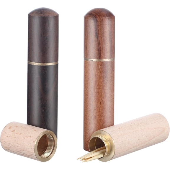 Tooth Picks Holder Dispenser - 3 Pack Wooden Travel Toothpicks Case Pocket Pick Holder for Purse - Portable Toothpick Easy Carry for Men Women