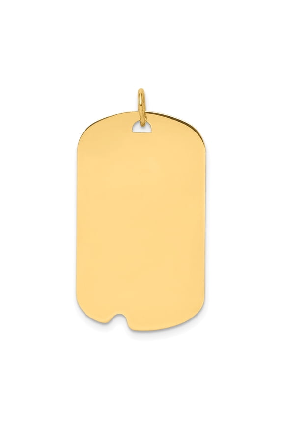 14k Plain .013 Gauge Engravable Dog Tag w/Notch Disc Charm in 14k Yellow Gold