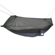 Equip Nylon Mosquito Hammock with Attached Bug Net, 1 Person Dark Gray and Black, Size 115"L x 59"W