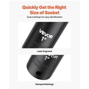 VEVOR Impact Socket Set, 1/2 Drive, 65-Piece Socket Set, 6 Point Sockets, SAE 3/8 to 1-1/4 and Metric 10-24 mm, Easy to Identify, with a Sturdy Storage Case, Cr-V Alloy Steel for Vehicles Repair