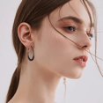 thumbnail image 5 of CFIOZYOS  Drop Hoop Earrings - 14K Gold Plated Oval Pull Through Design, 5 of 10