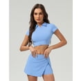 thumbnail image 1 of PISONIC Ensemble de 2 Pcs Robe de Tennis pour Femmes Taille Haute Plissée Jupe de Tennis avec Shorts Manches Courtes Courte Golf Entraînement Jupes Ensembles, 1 of 6