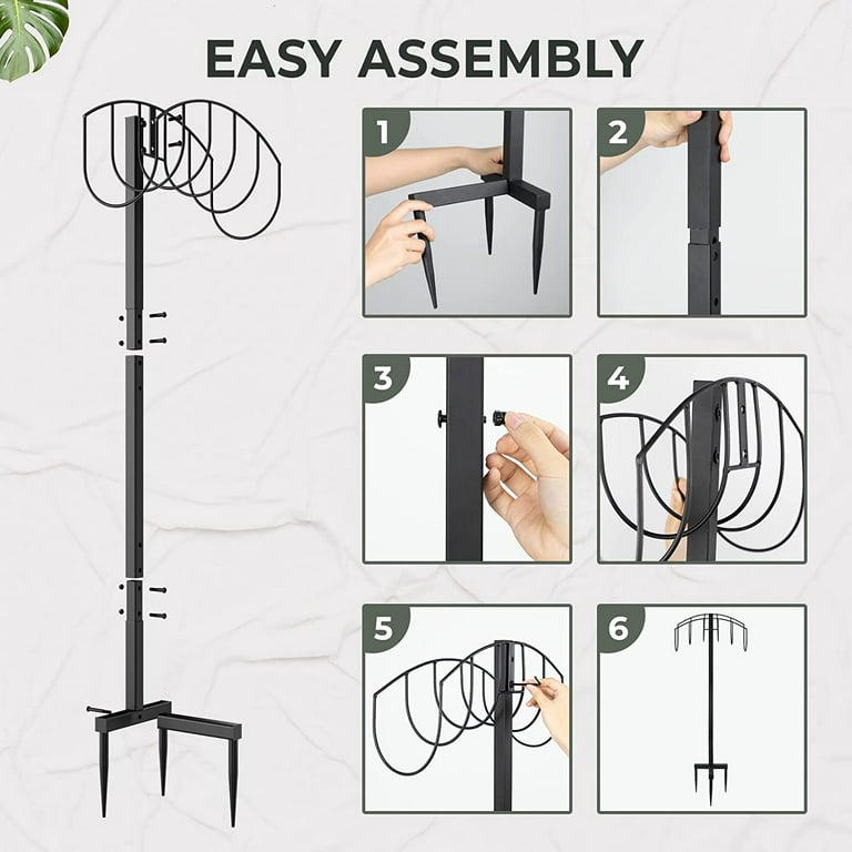 Terry Heavy Duty Garden Hose Holder Stand, Freestanding Hose Hanger, Water  Hose Reel with 3 Stable Anchors on Soil, Grassland, Easy Installation