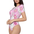 thumbnail image 2 of Daiia Sunflower Rabbit print Women's Crew Neck Short Sleeve Bodysuit Fashion Tops Fit Casual Basic Extender Bodysuit-XX-Large, 2 of 9