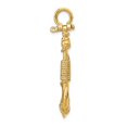thumbnail image 2 of 14k Yellow Gold 3-D Solid Anchor with Rope Pendant Charm, 2 of 5