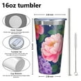 thumbnail image 4 of 16oz Tumblers Colorful Floral Pattern Stainless Steel Vacuum Insulated Double Wall Travel Tumbler Cups Mug with Lid and Straw,Cleaning Brush for Coffee,Tea, 4 of 4