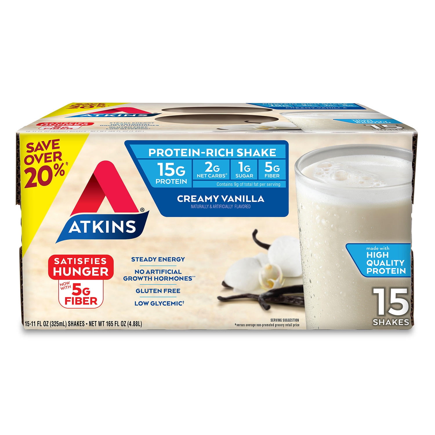 Atkins Gluten Free ProteinRich Shake, Creamy Vanilla, Keto Friendly (15 ct.)