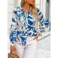 thumbnail image 5 of PRETTYGARDEN Women's Floral Blouses Dressy Casual V Neck Button Down Shirts Lantern Long Sleeve Boho Chiffon Spring Tops, 5 of 10