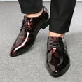 thumbnail image 4 of Juosiy Mens Shoes Fashion Business Pointed Toe Floral Patent Leather Classic Lace-up Formal Oxfords, 4 of 8