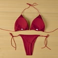 thumbnail image 5 of Halter String Bikini Set Sexy Thong Cheeky Two Piece Swimsuits Solid Color Bathing Swimwear, 5 of 5