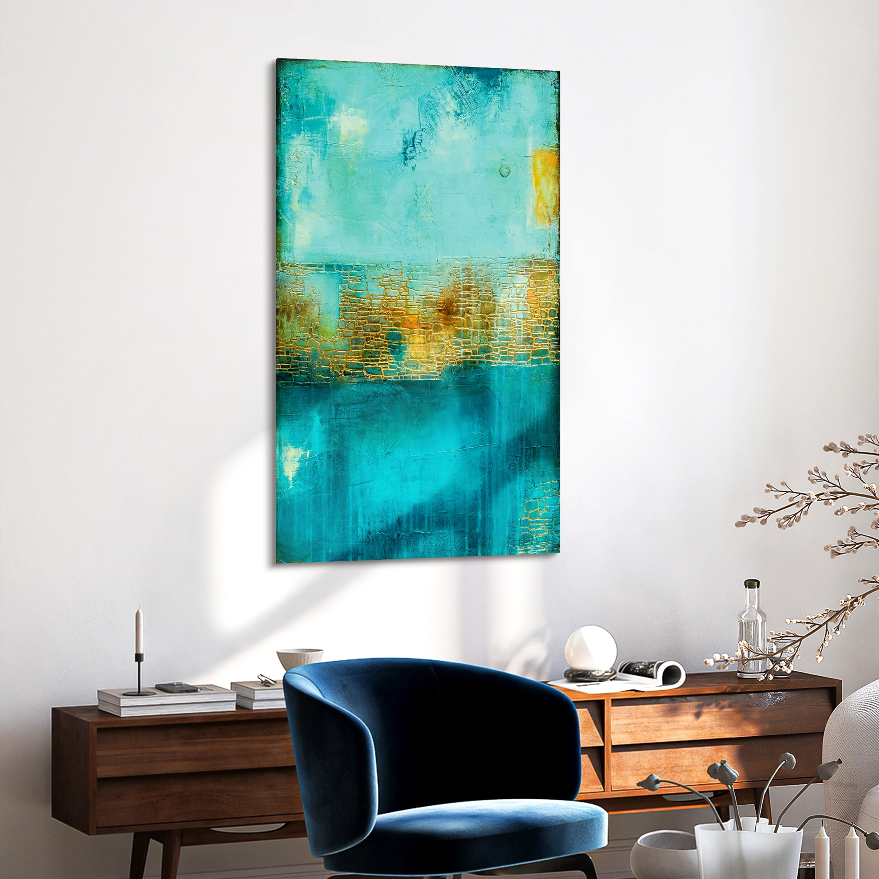 Empire Art Direct Castle Court Frameless Free Floating Tempered Glass Panel Graphic Wall Art, 48" x 32" x 0.2", Ready to Hang