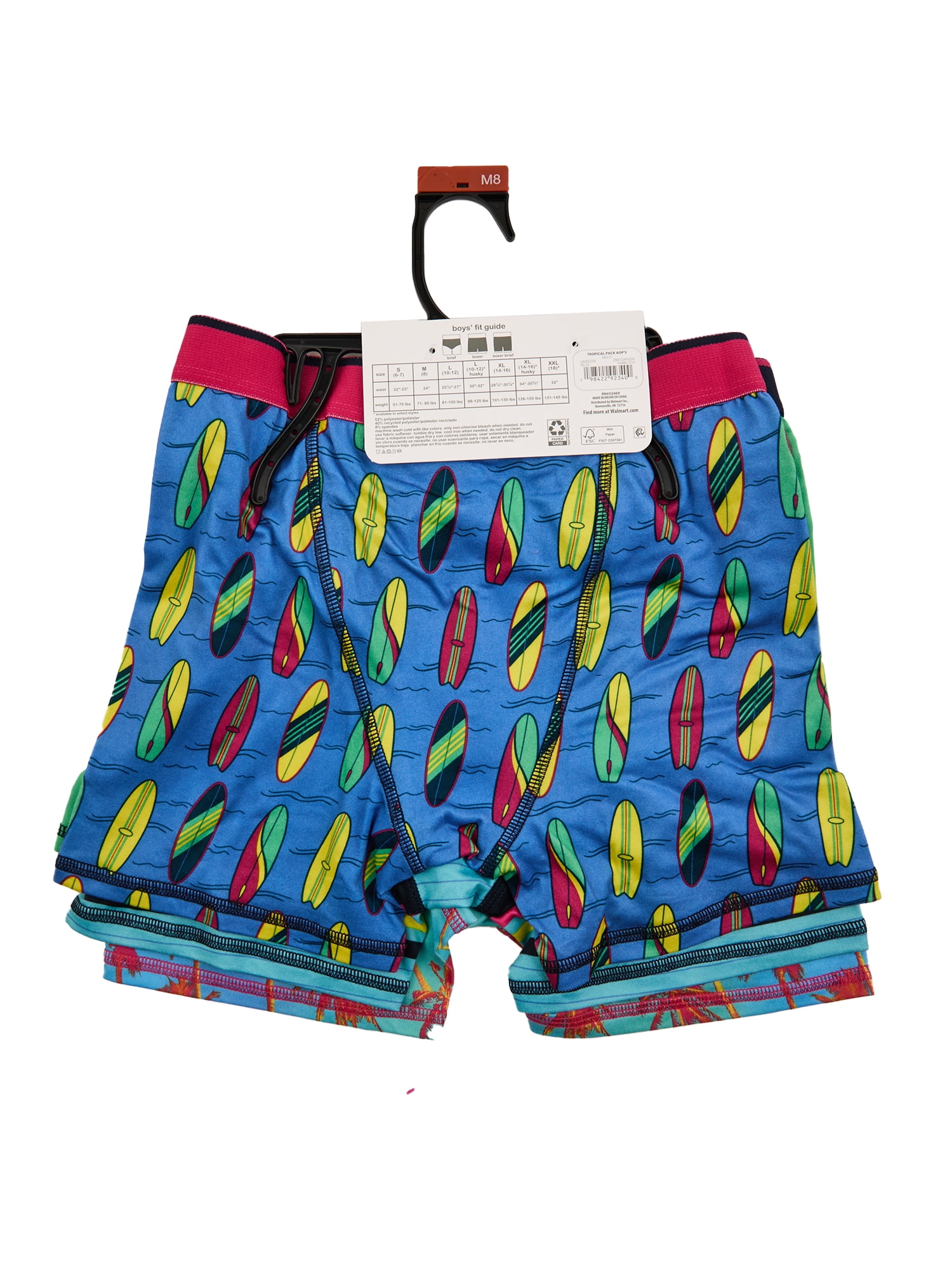 Wonder Nation Boys Boxer Brief Tropical Underwear, 4-Pack, Sizes S-XL