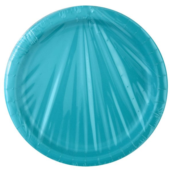 8 Caribbean Teal Blue White Chevron ZigZag Birthday Party Large 9" Paper Plates 