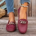 thumbnail image 5 of Women's Fashionable Casual Wear Versatile British Style Plus Size Loafers With Metal Chain Round Toe Flat Sole Pumps Comfortable Slip On Gifts, 5 of 9