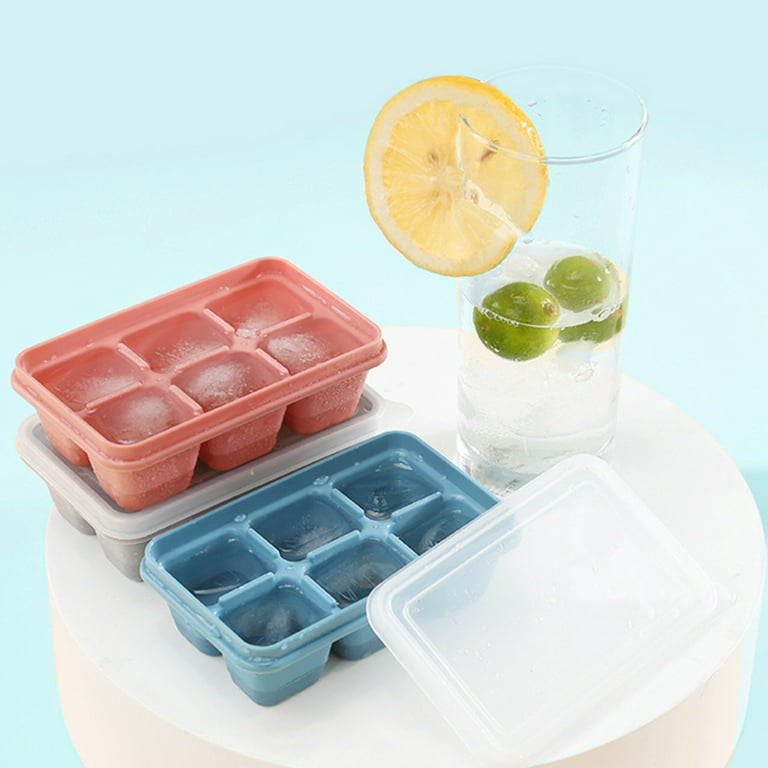 Travelwant 3Pcs Ice Cube Trays with 6 Cavities, Ice Cube Mould with  Spill-Resistant Removable Lids ,Stackable Easy Release,Best Ice Trays for  Freezer, Whiskey, Cocktail-4.96inx2.95inx1.46in 