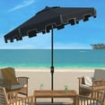 thumbnail image 2 of SAFAVIEH Outdoor Collection Zimmerman 11-Foot Round Market Umbrella Navy/White, 2 of 6