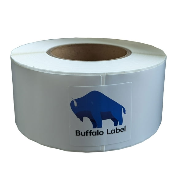 BuffaloLabel 2.5" x 7" x 370 Labels - White Gloss BOPP Roll Inkjet Labels - 3" Core - Blank